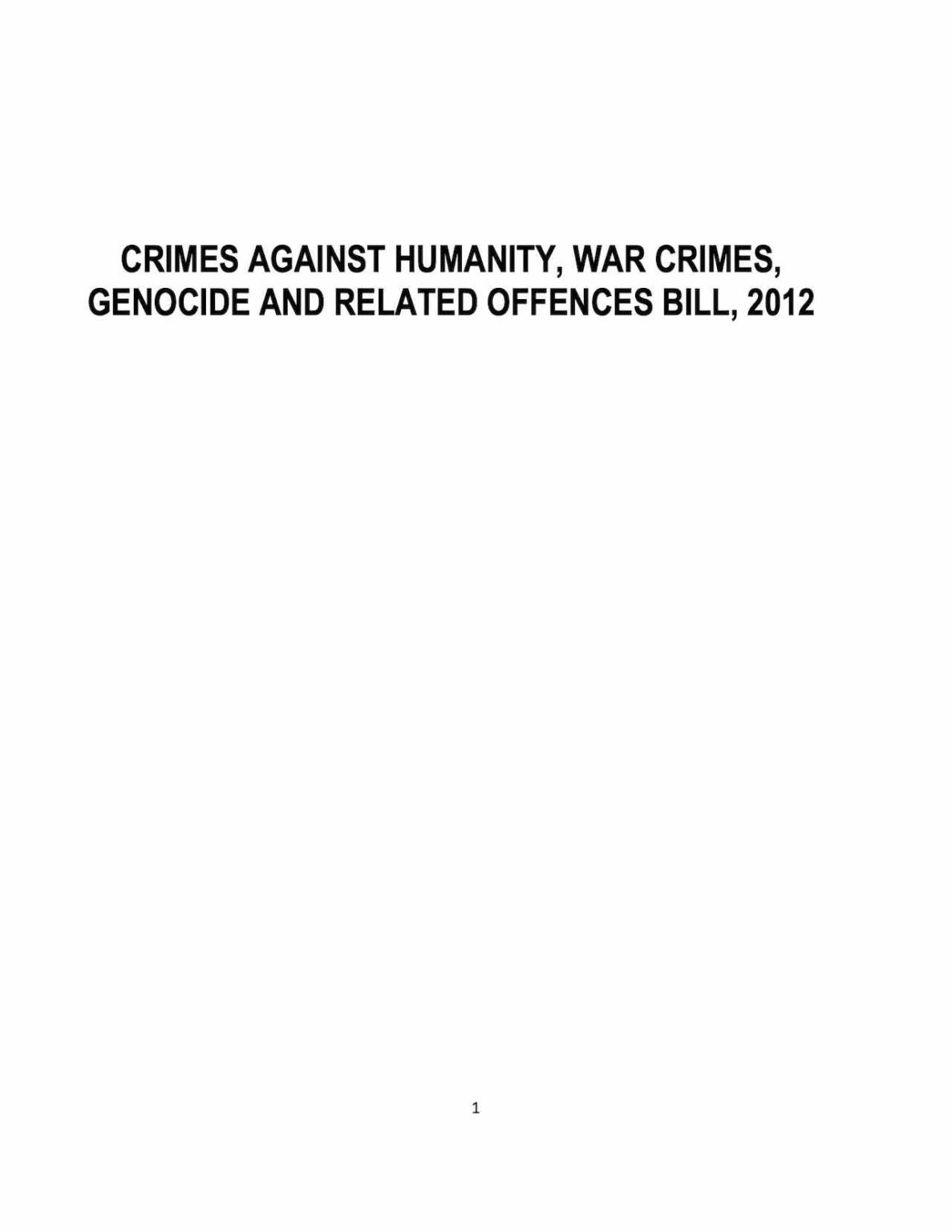 Crimes Against Humanity War Crimes Genocide And Related Offences Bill 2012 Shazia Z Rafi