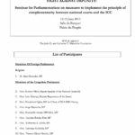 List of Participants: Seminar for Parliamentarians on measures to implement the principle of complementarity between national courts and the ICC